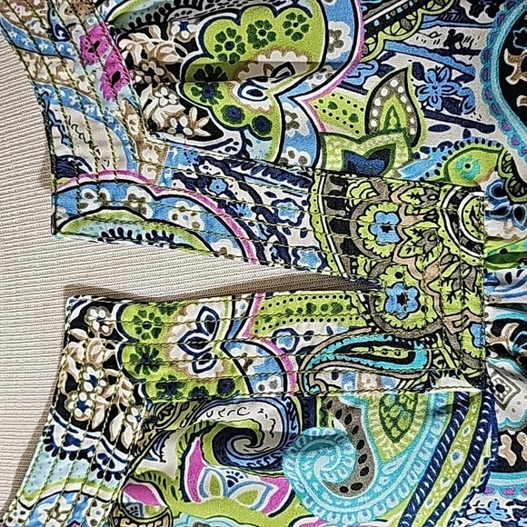 TALBOTS, Paisley print blouse size 16. Cap sleeves.  Polyester multiple colors. - Picture 2 of 8